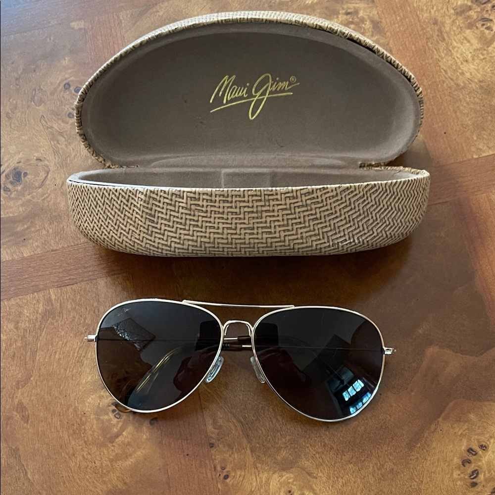 Maui Jim Mavericks Brown and Gold Aviator Sunglasses